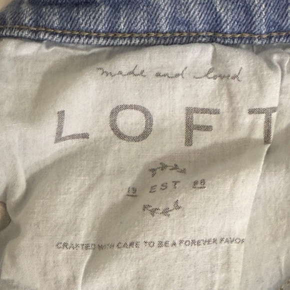 LOFT Light Blue Distressed Jean Shorts - Picture 9 of 12
